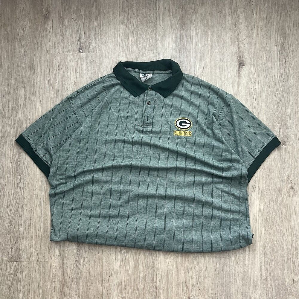 Dynasty Green Bay Packers Embroidered Polo Shirt Mens Sz XL Green Black